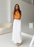 Front view of model wearing  front Dion Maxi Skirt White Princess Polly  Maxi 