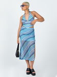   front view of model wearing Princess Polly Sorella Maxi Skirt Blue 