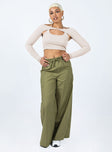 Front view of model wearing  front Princess Polly  Brunie Pants Khaki