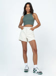 product Elena Denim Shorts Cream Princess Polly High Waisted Shorts 