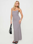 front view of model wearing Princess Polly Arabellia Maxi Dress Grey V-Neck 