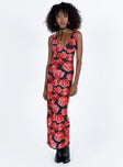 product Princess Polly High Neck  Lauers Maxi Dress Red Floral / Black