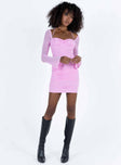 product Princess Polly Square Neck  Perabo Long Sleeve Mini Dress Purple