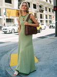 front view of model wearing Princess Polly Tavison Maxi Dress Green Crew Neck 