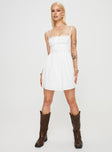 front view of model wearing Princess Polly Trynia Mini Dress White Square Neck 