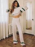 Front view of model wearing  front Princess Polly High Waisted Pants  Montenegro Knit Pants Beige