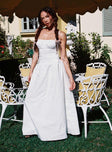 front view of model wearing Princess Polly Naria Maxi Dress White Square Neck 