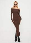 product Princess Polly Square Neck  Phylis Off The Shoulder Maxi Dress Chocolate