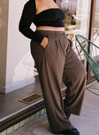 product Princess Polly High Waisted Pants  Archer Pants Dark Brown Curve