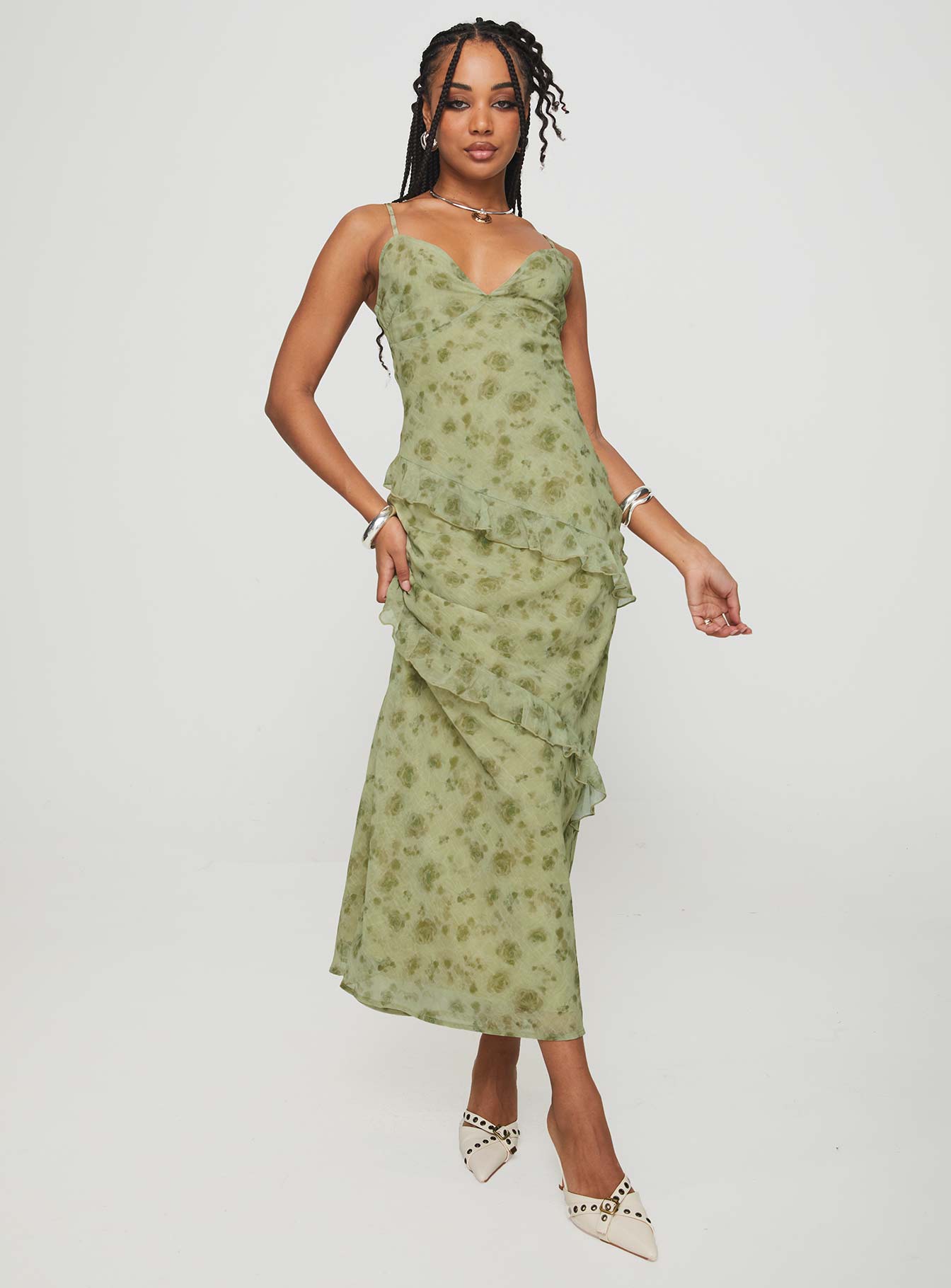 Shop Formal Dress - Teffoli Maxi Dress Green sixth image