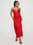 front view of model wearing Princess Polly About A Girl Maxi Dress Red Plunger 