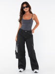 product Princess Polly High Waisted Pants  Fallout Mid Rise Cargo Pants Black Petite