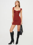 product Princess Polly Asymmetric Neckline  Candyce Mini Dress Burgundy