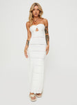 front view of model wearing Princess Polly Cazwell Maxi Dress Cream Sweetheart Neckline 