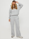 product Princess Polly  Princess Polly Straight Leg Track Pants Text Grey Marle