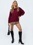 product Anaya Oversized Sweater Burgundy Princess Polly  Cropped 