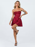 product Princess Polly Square Neck  Lenette Mini Dress Burgundy