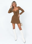 product Princess Polly High Neck High Neck  Stassie Mini Dress Brown