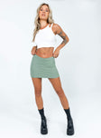   front view of model wearing Princess Polly Courtney Low Waist Mini Skirt Green Mini Skirts 