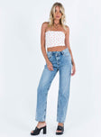 product Princess Polly High Waisted  Holly Asymmetric Straight Leg Jean Light Wash Tall