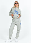 product Princess Polly High Waisted Pants  Princess Polly Track Pants Cursive Text Grey / Blue