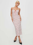 front view of model wearing Princess Polly Caldwell Maxi Dress White / Red Scoop Neck 