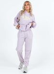 product Princess Polly  Princess Polly Track Pants Squiggle Text Dusty Mauve / Eggshell