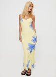 front view of model wearing Princess Polly Katrine Flower Maxi Dress Cream Scoop Neck 