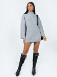 Front view of model wearing  front Princess Polly High Neck High Neck  Sonelle Knit Mini Dress Grey