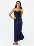 Front view of model wearing  front Braxton Maxi Skirt Blue Princess Polly  Maxi 