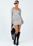 product Princess Polly Asymmetric Neckline  Bayard Off The Shoulder Knit Mini Dress Grey