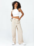 front view of model wearing Princess Polly Dina Pants Cream 