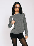 product Princess Polly Abrams Rib Knit Crew Sweater Charcoal Marle 