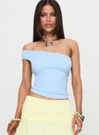 front view of model wearing Princess Polly Irina Multi-Wear Top Blue Sleeveless Cowl 