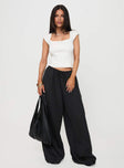 front view of model wearing Princess Polly Harbour Pant Black High Waisted Pants 