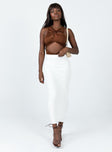   front view of model wearing Princess Polly Zyler Maxi Skirt White Maxi 