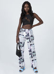 front view of model wearing Princess Polly In My Element Mid Rise Pants White 