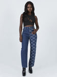 front view of model wearing Princess Polly Cher Straight Leg Denim Jeans Mid Rise 