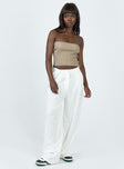 Front view of model wearing  front Princess Polly Sleeveless Square Neck  Milner Tube Top Beige