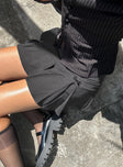   side view of model wearing Princess Polly Little Bow Peep Mini Skirt Grey Mini Skirts 