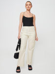 Front view of model wearing  front Princess Polly High Waisted Pants  Ryliana Cargo Pants Beige