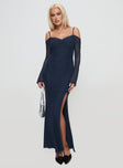 Edmone Long Sleeve Maxi Dress Navy