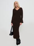 Larne Long Sleeve Maxi Dress Chocolate