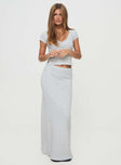   front view of model wearing Princess Polly Just Like That Maxi Skirt Grey Maxi 