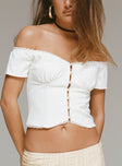 product Princess Polly Short Sleeves Square Neck  Posner Off The Shoulder Top Ivory