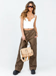 product Princess Polly High Waisted Pants  Fallout Mid Rise Cargo Pants Brown