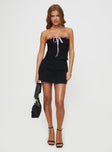 front view of model wearing Princess Polly Elkin Strapless Top Black Sleeveless straight 