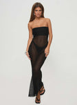 side view of model wearing Princess Polly Take Me To Rio Maxi Dress Onyx Straight Neck 