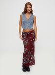   front view of model wearing Princess Polly Buchan Maxi Skirt Red Floral Maxi 