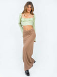 Front view of model wearing  front Robbin Maxi Skirt Beige Princess Polly  Midi Skirts 